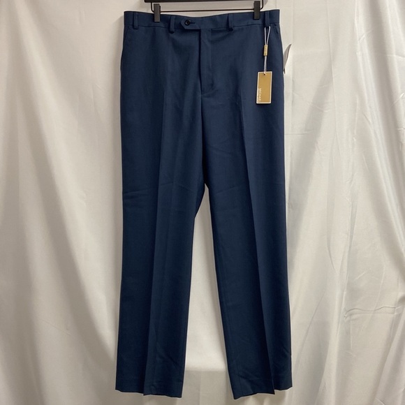 Michael Michael Kors Stretch Flat Front Dress Pants Blue Size 36 x 32 NWT - Picture 2 of 6